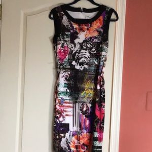 Never worn beautiful vibrant colored Cache sleeveless fully lined dress